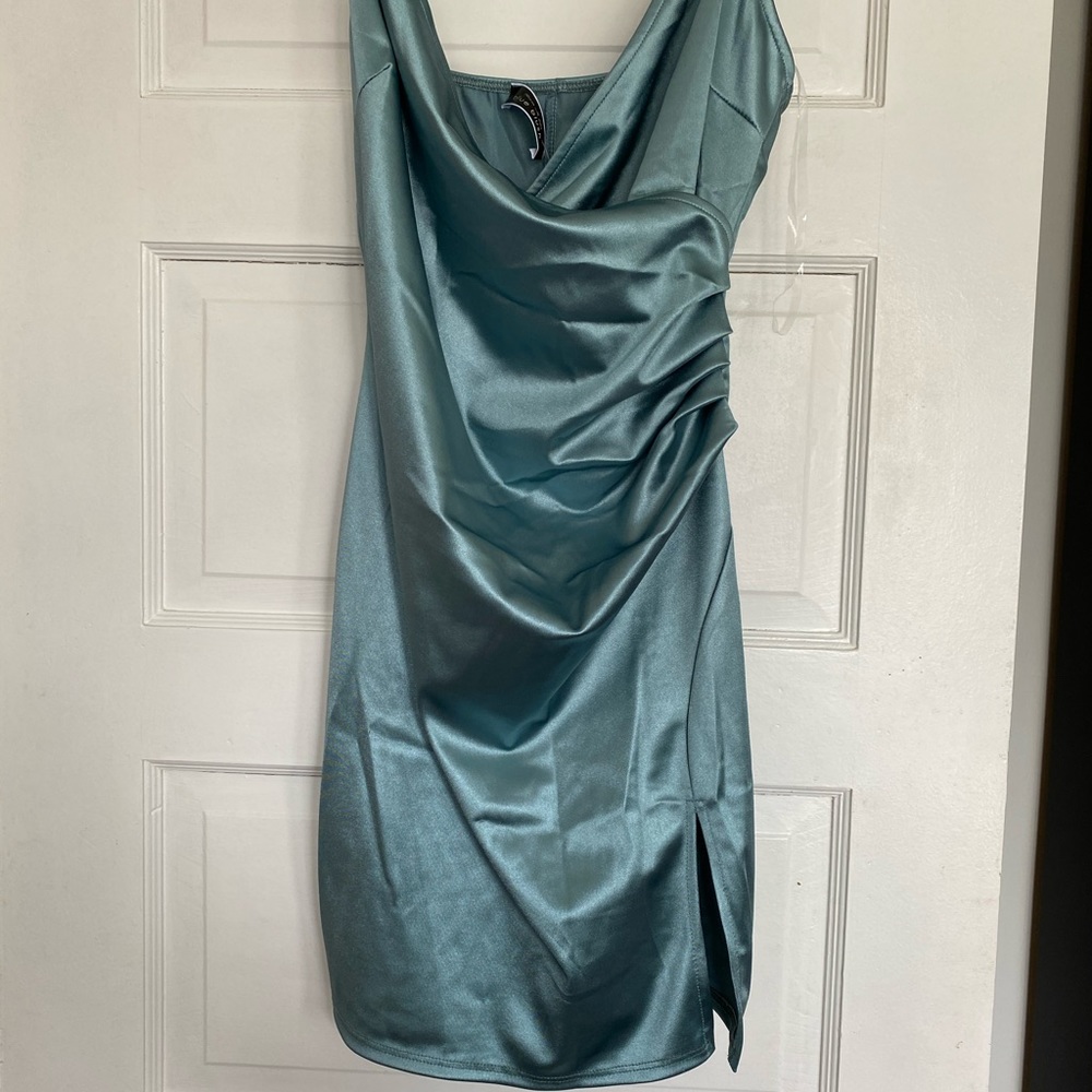 BLUE BLUSH NWT sage green dress with slit